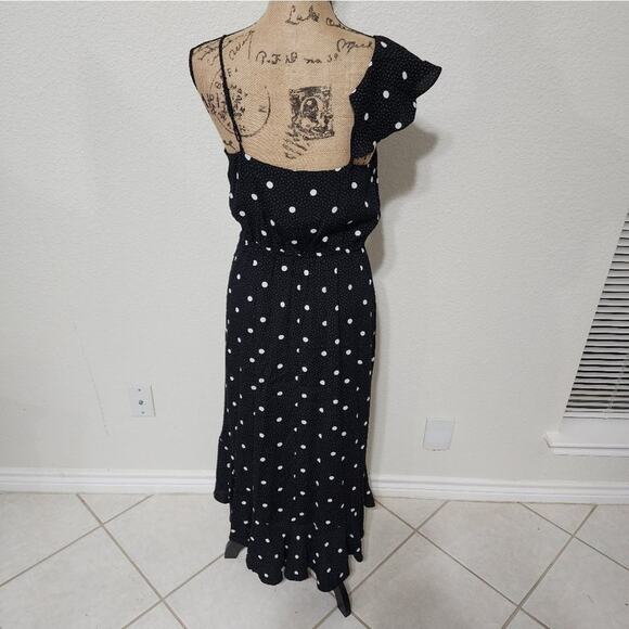 1. State Ruffled Polka Dot High Low Dress One Shoulder Midi Party Cocktail Small - Picture 5 of 16